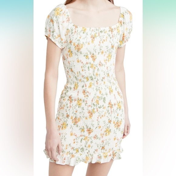 Lost + Wander Big Escape Floral Minidress Smocked Short Puff Sleeve - Picture 6 of 16